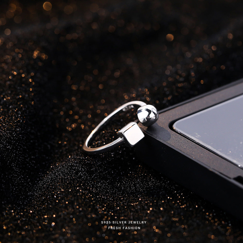 S925 Silver Geometric Open Ring For Girls
