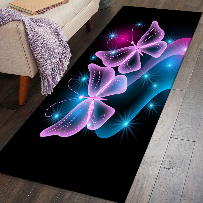 Soft 3D Butterfly Runner Rug Memory Foam Mat Non Slip Absorbent 40X60 50X80