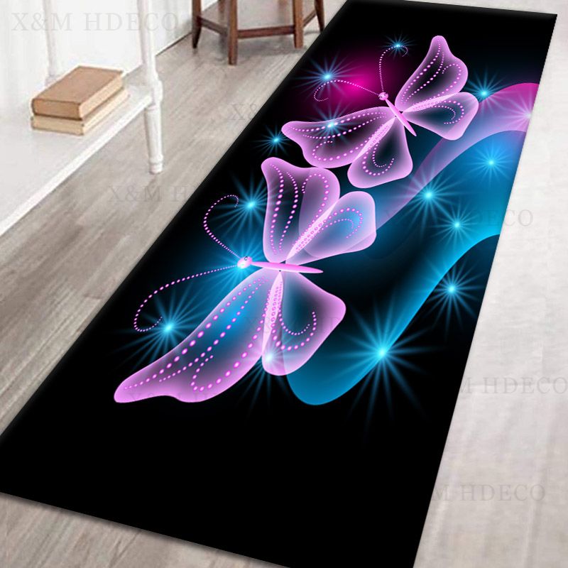 Soft 3D Butterfly Runner Rug Memory Foam Mat Non Slip Absorbent 40X60 50X80