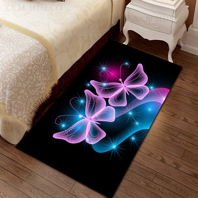 Soft 3D Butterfly Runner Rug Memory Foam Mat Non Slip Absorbent 40X60 50X80