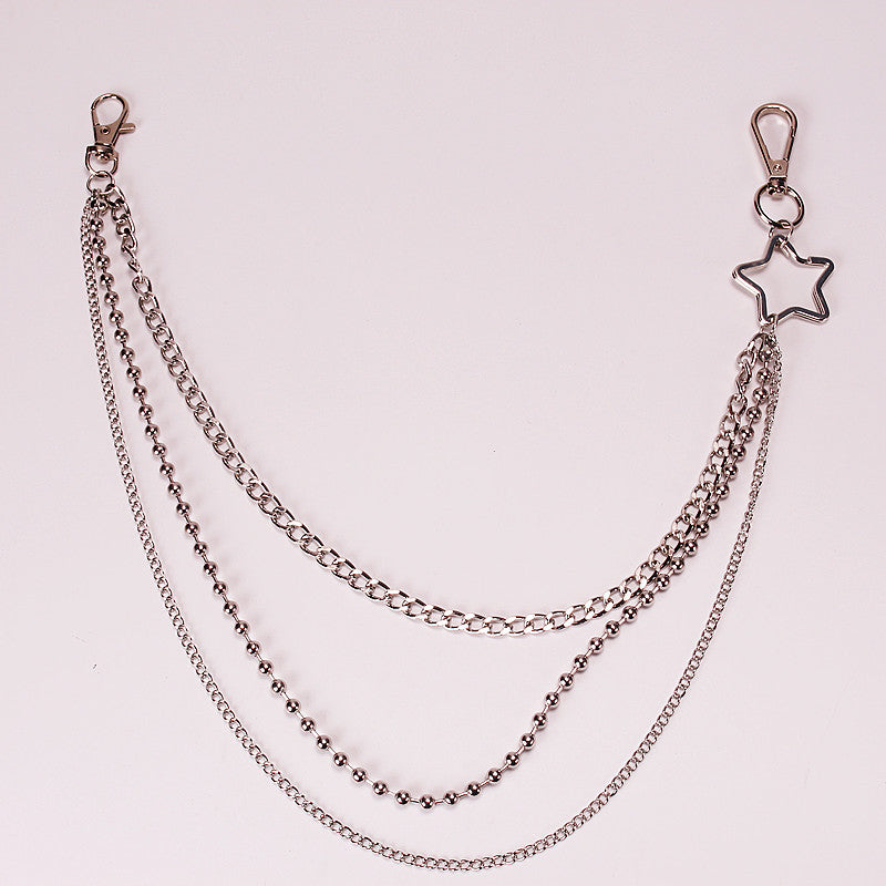 Moon Star Rivets Skull Keychain Punk Rock Goth Waist Belt Chain