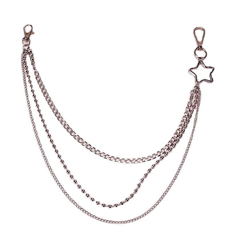 Moon Star Rivets Skull Keychain Punk Rock Goth Waist Belt Chain