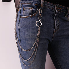 Moon Star Rivets Skull Keychain Punk Rock Goth Waist Belt Chain