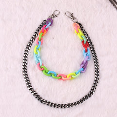 2 Layer Acrylic Candy Metal Chain Belt Punk Hook Hip hop Pants Chain Waist Belt