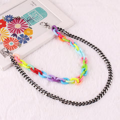 2 Layer Acrylic Candy Metal Chain Belt Punk Hook Hip hop Pants Chain Waist Belt