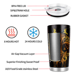 20oz Insulated Viking Wolf Tumbler Cup - Hot and Cold Beverage Gift