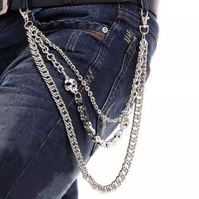 Metal Skull Waist Pants Chain Punk Hip Hop Key Ring Jewelry Unisex Keychain