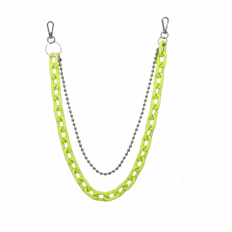 Multicolor Acrylic Heart Pants Trousers Chain Hip Hop Resin Chain Keychain
