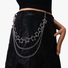 Multilayer Metal Chains Trousers Hipster Pant Jean Keychain Ring Clip