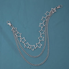 Multilayer Metal Chains Trousers Hipster Pant Jean Keychain Ring Clip
