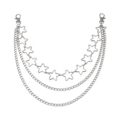 Multilayer Metal Chains Trousers Hipster Pant Jean Keychain Ring Clip