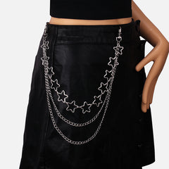 Multilayer Metal Chains Trousers Hipster Pant Jean Keychain Ring Clip