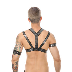 Men's Sexy Muscle Body Chest Harness Arm Bands Set for Cosplay Party Costume