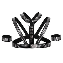 Men's Sexy Muscle Body Chest Harness Arm Bands Set for Cosplay Party Costume