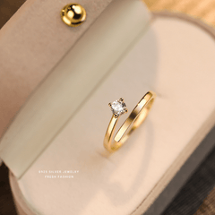 Zircon Decor Open Ring Fashionable Jewelry for Women Girls
