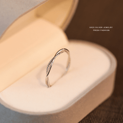 S925 Double Line Geometric Minimalist Knot Open Ring