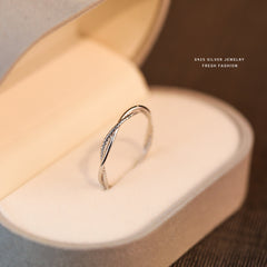 S925 Double Line Geometric Minimalist Knot Open Ring