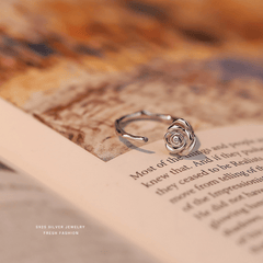 S925 Sterling Silver Thorns Rose Open Ring For Girls