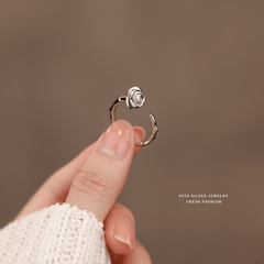 S925 Sterling Silver Thorns Rose Open Ring For Girls