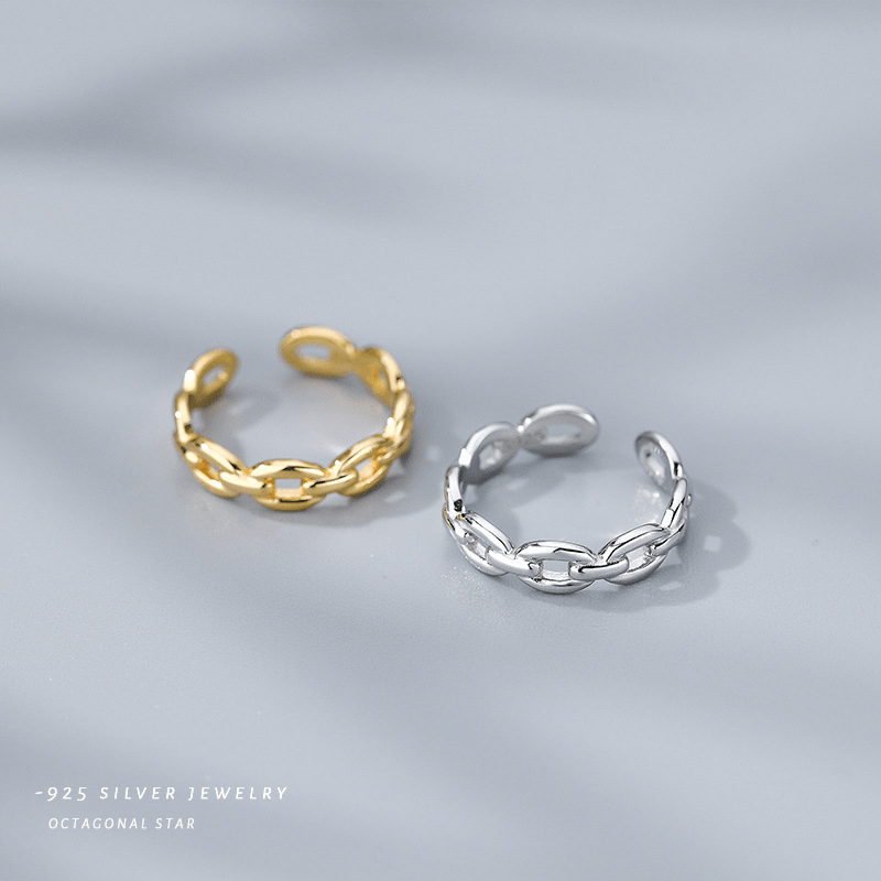 925 Silver Chain Open Ring & Fashion Jewelry for Women Girls