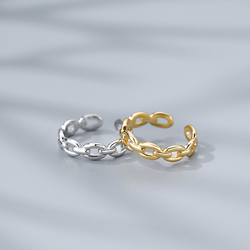925 Silver Chain Open Ring & Fashion Jewelry for Women Girls