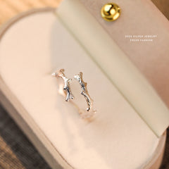 S925 Sterling Silver Dead Branch Open Ring For Girls