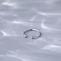 S925 Sterling Silver Open Ring Double Ball End Jewelry for Women Girls
