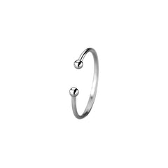 S925 Sterling Silver Open Ring Double Ball End Jewelry for Women Girls