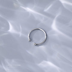 S925 Sterling Silver Open Ring Double Ball End Jewelry for Women Girls