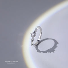 S925 Minimalist Zircon Decor Open Ring for Women