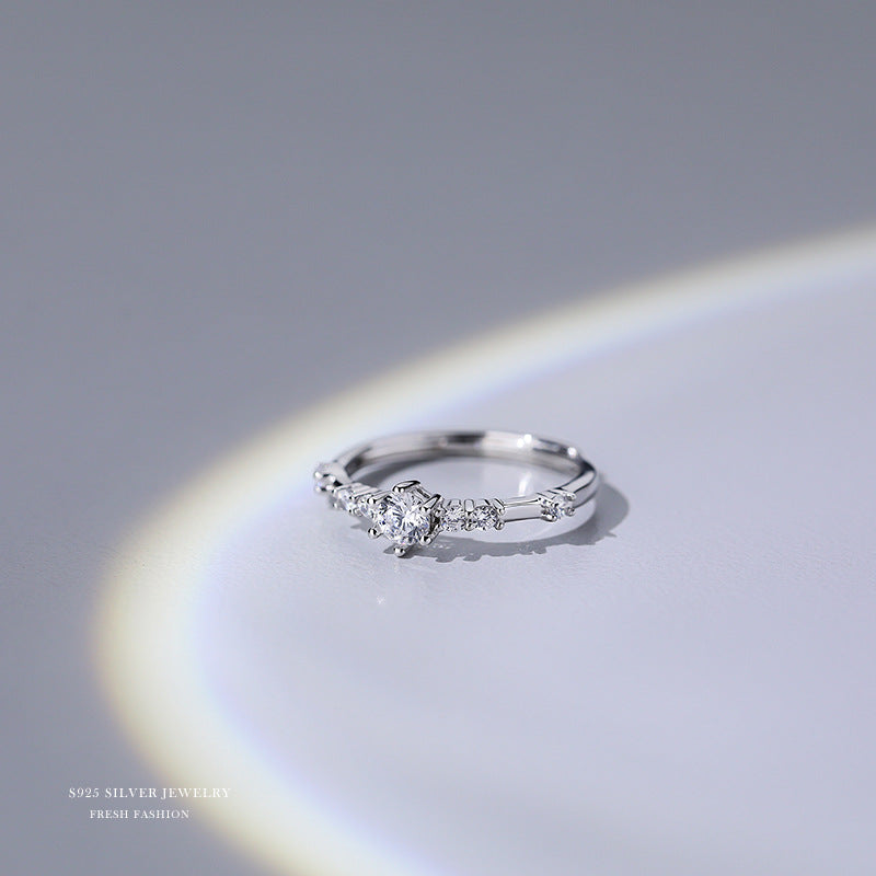 S925 Minimalist Zircon Decor Open Ring for Women