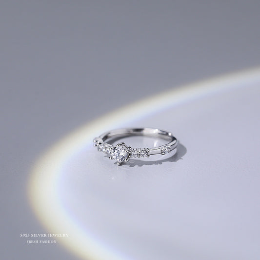 S925 Minimalist Zircon Decor Open Ring for Women