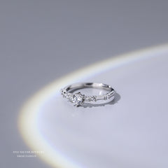 S925 Minimalist Zircon Decor Open Ring for Women