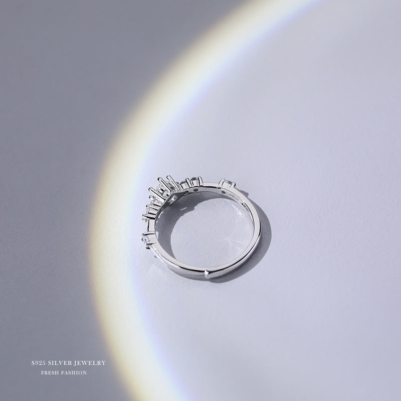 S925 Minimalist Zircon Decor Open Ring for Women