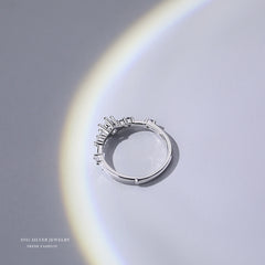 S925 Minimalist Zircon Decor Open Ring for Women