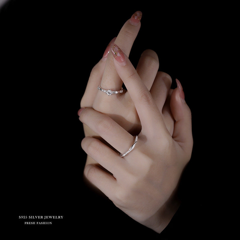 S925 Minimalist Zircon Decor Open Ring for Women