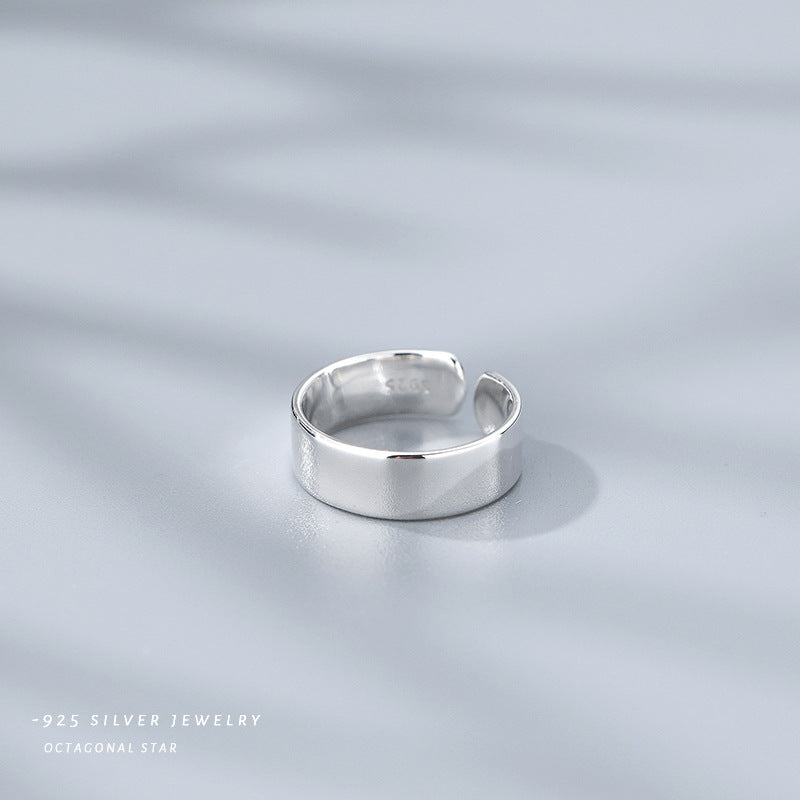S925 Sterling Silver Glossy Cuff Ring & Jewelry Accessories for Women