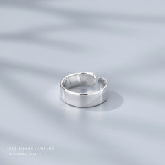S925 Sterling Silver Glossy Cuff Ring & Jewelry Accessories for Women