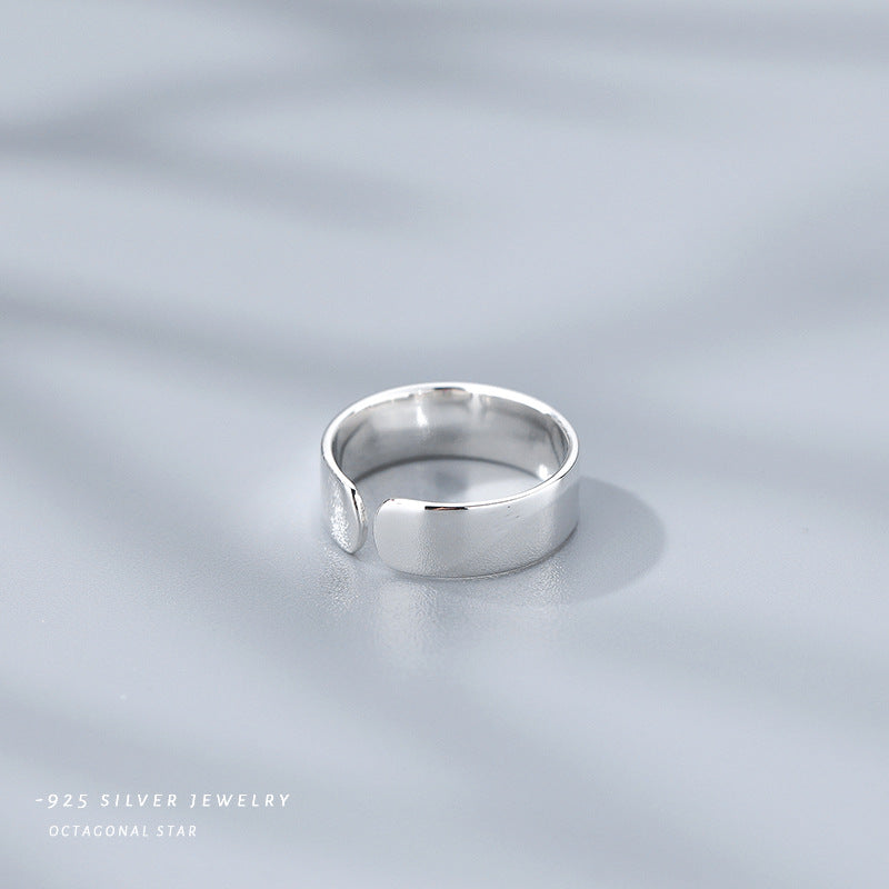 S925 Sterling Silver Glossy Cuff Ring & Jewelry Accessories for Women