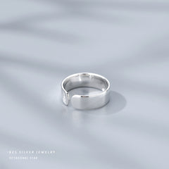 S925 Sterling Silver Glossy Cuff Ring & Jewelry Accessories for Women