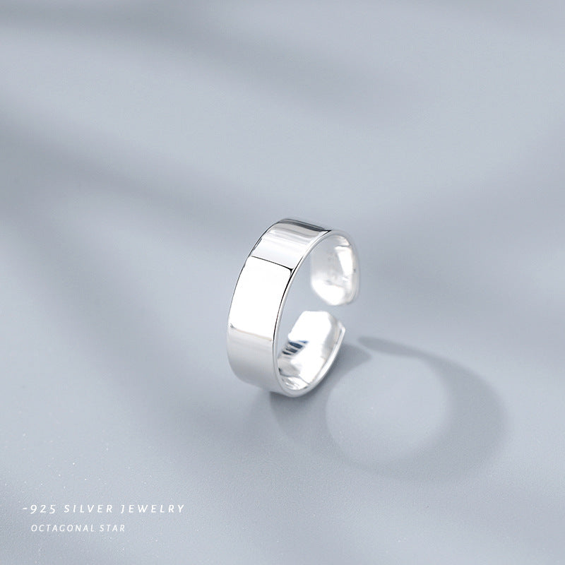 S925 Sterling Silver Glossy Cuff Ring & Jewelry Accessories for Women