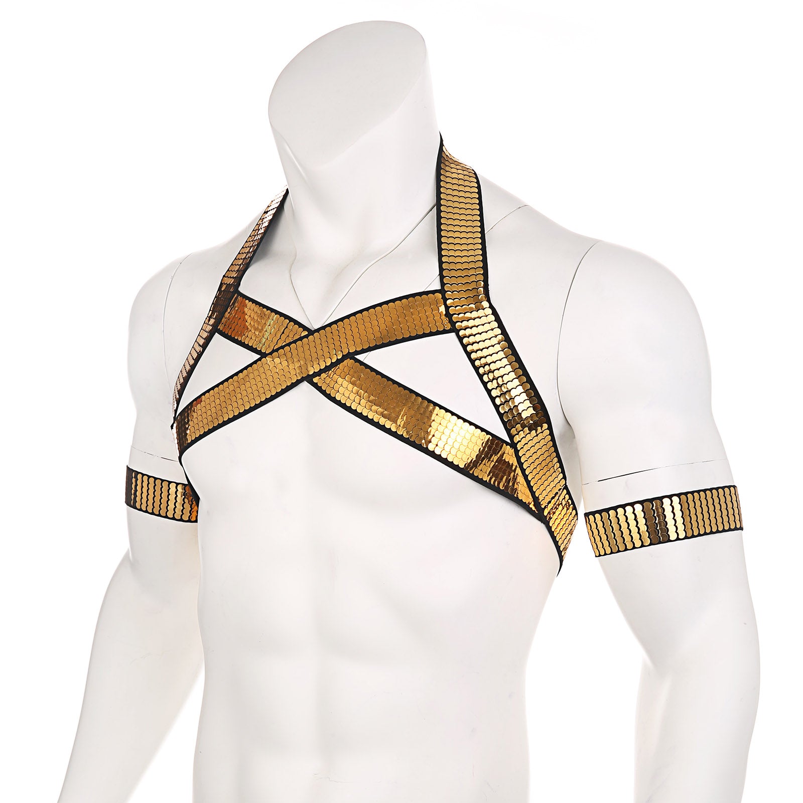 Men's Muscle Body Chest Harness and Arm Bands Set for Cosplay Party