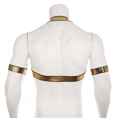 Men's Muscle Body Chest Harness and Arm Bands Set for Cosplay Party