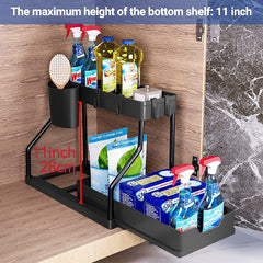 L-Shaped Sliding Under Sink Organizer 2-Tier