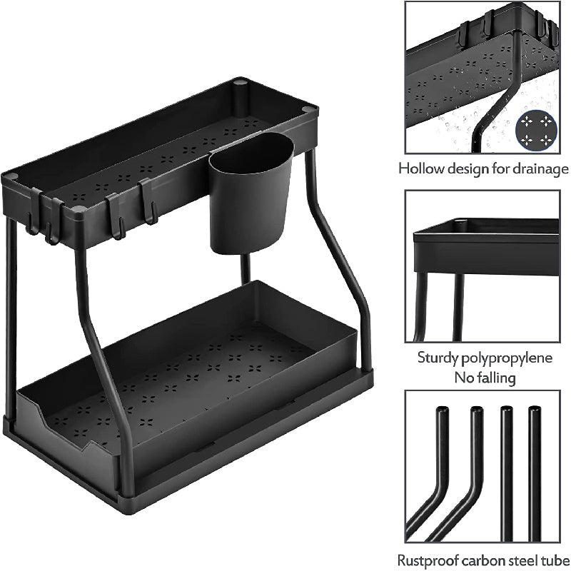 L-Shaped Sliding Under Sink Organizer 2-Tier