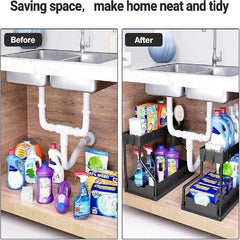 L-Shaped Sliding Under Sink Organizer 2-Tier