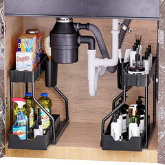L-Shaped Sliding Under Sink Organizer 2-Tier