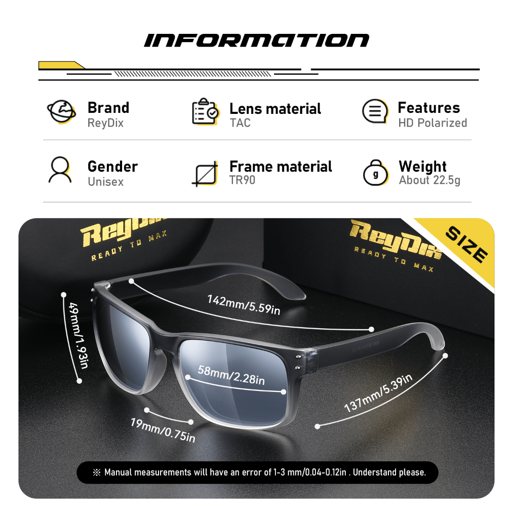 ReyDix Polarized TR90 Sports Sunglasses Square Frame