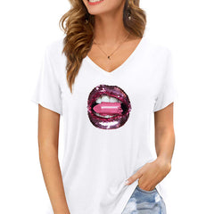 Sequin Lip Heat Transfer Stickers Iron On DIY Accessories