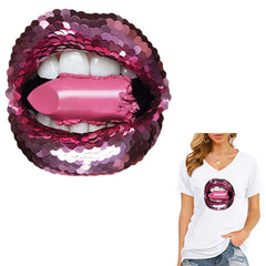Sequin Lip Heat Transfer Stickers Iron On DIY Accessories